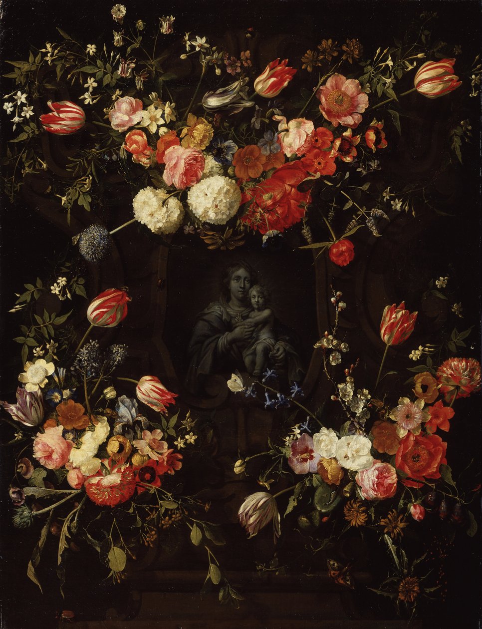 Madonna kukkien ympäröimänä, 1662 tekijältä Frans Ykens