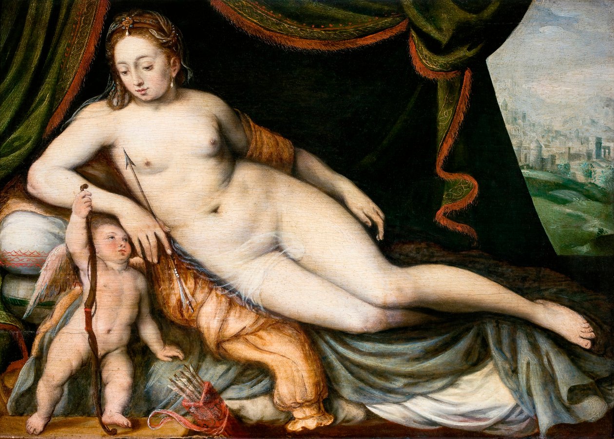 ""Venus et Cupidon"" (Venus ja Cupid) Peinture de Frans I de Vrient ou de Vriendt, dit Frans Floris l