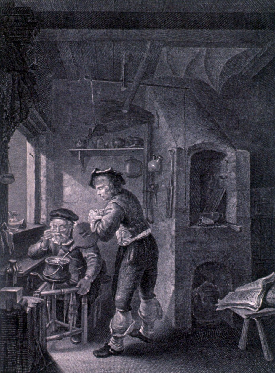 1600-luvun laboratorio tekijältä Frans van (after) Mieris