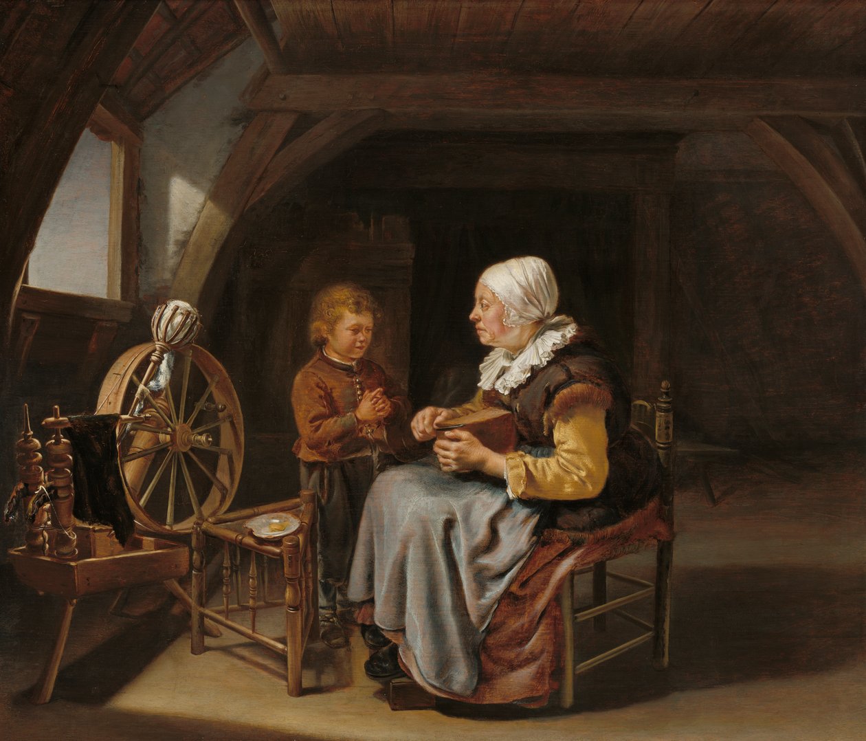 Saying Grace, n. 1650-1655 tekijältä Frans van Mieris