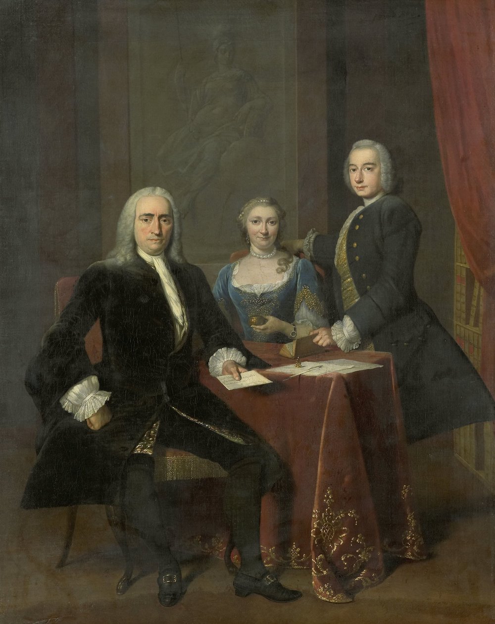 Perheryhmä sisätiloissa tekijältä Frans van der Mijn