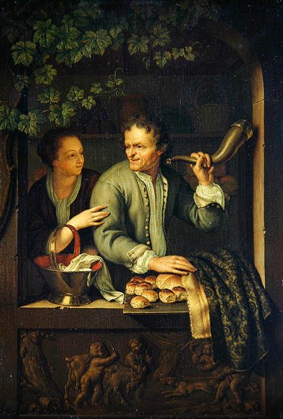 Baker (öljy tammella) tekijältä Frans van the Younger Mieris