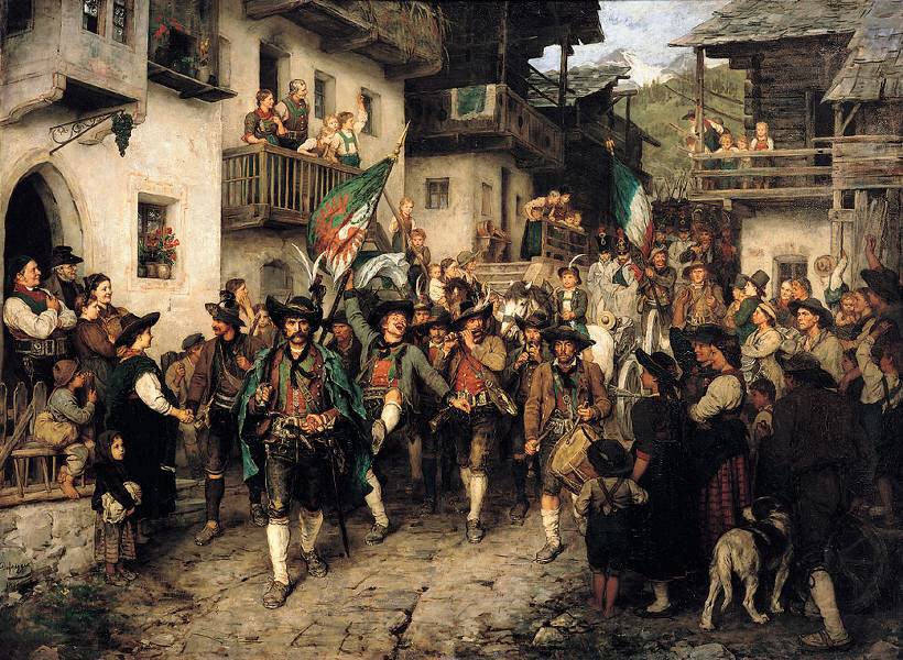Heimkehrender Tiroler Landsturm im Krieg von 1809 tekijältä Franz Defregger