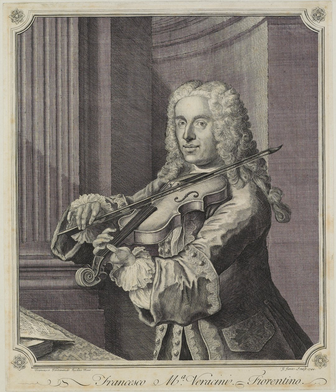 Francesco Ma Veracini, kaiverrus J. June (fl.c.1740-70), 1744 tekijältä Franz Ferdinand Richter