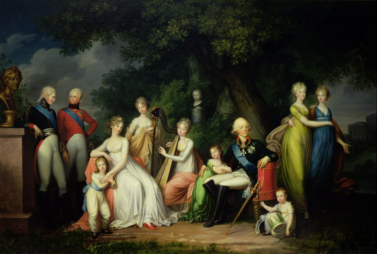 Paavali I (1754-1801), Maria Fedorovna (1759-1828) ja heidän lapsensa, n. 1800 tekijältä Franz Gerhard von Kugelgen
