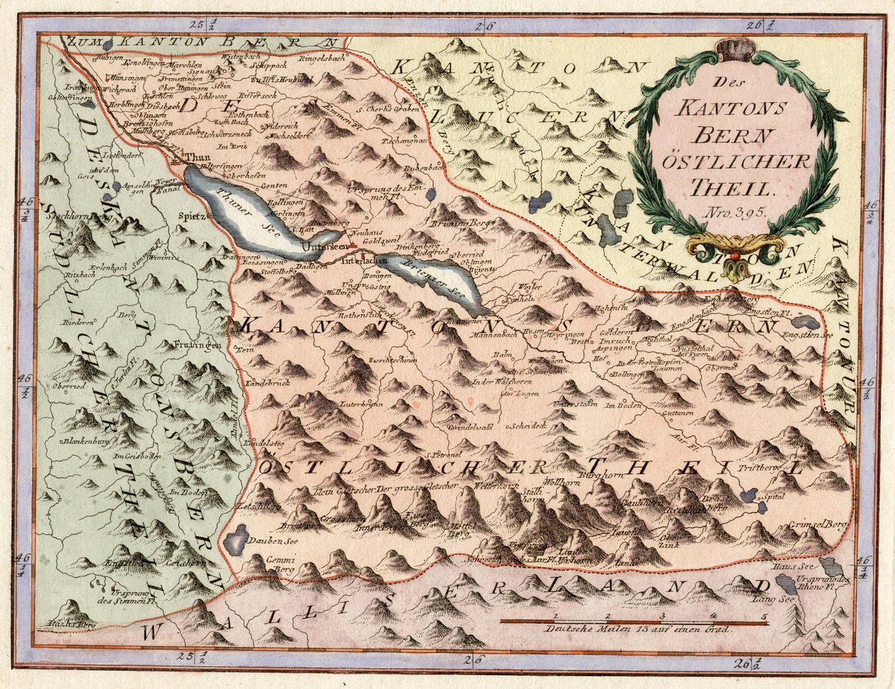 Des Kantons Bern östlicher Theil. Nro. 395. Kupferstich, n. 1 tekijältä Franz Johann Joseph von Reilly