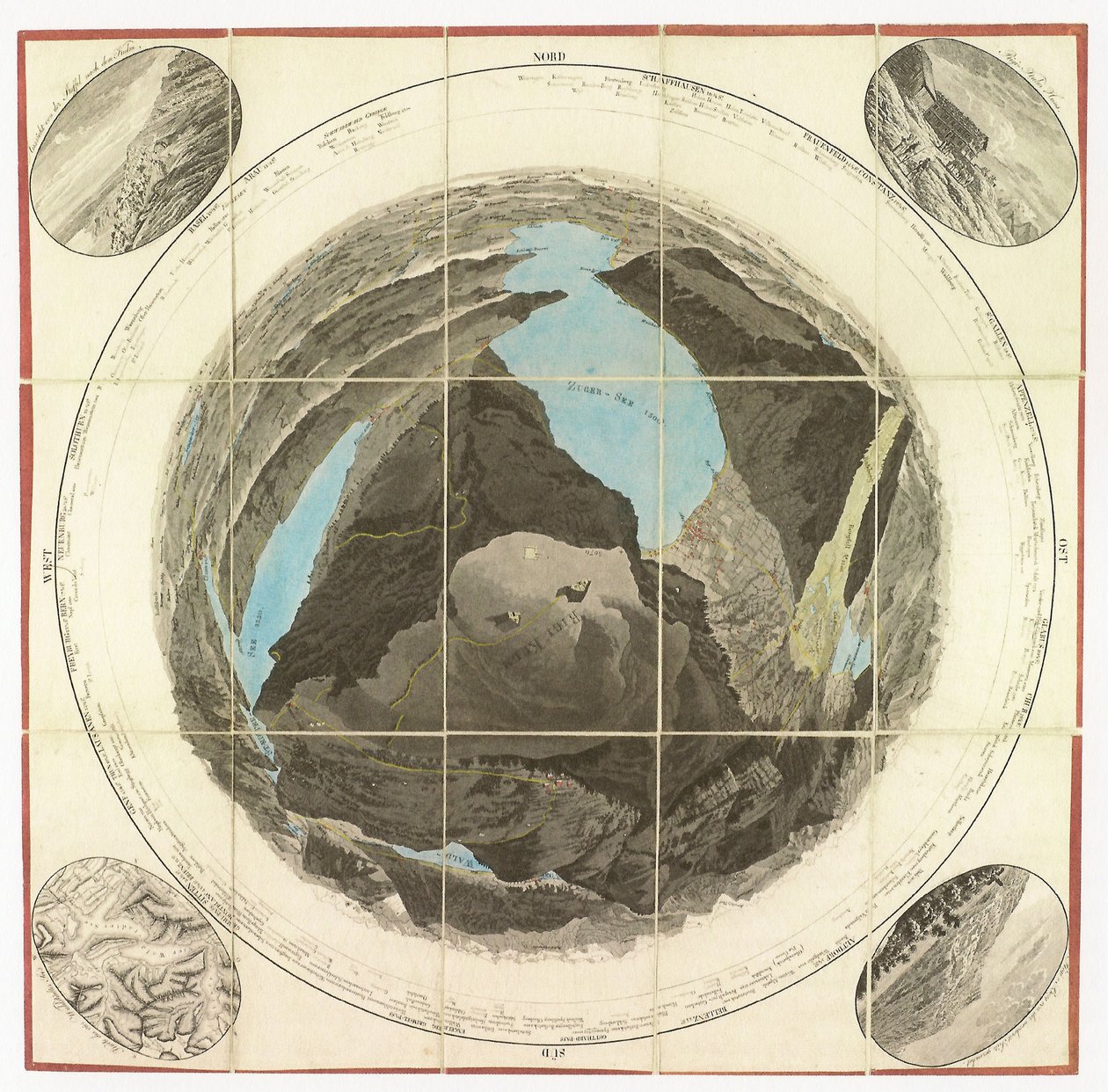 Panorama oder Zirkel-Aussicht vom Rigiberg, 1830 tekijältä Franz Ludwig Pfyffer