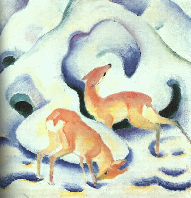 Hirvi lumessa tekijältä Franz Marc