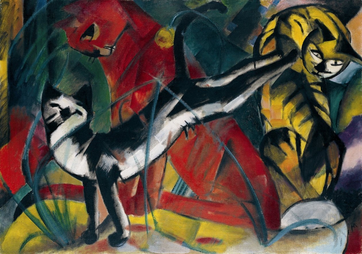Drei Katzen groß tekijältä Franz Marc