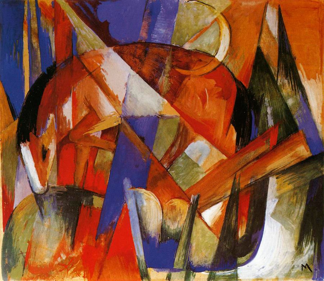 Fabulous Beast II, 1913 (tempera laivalla) tekijältä Franz Marc