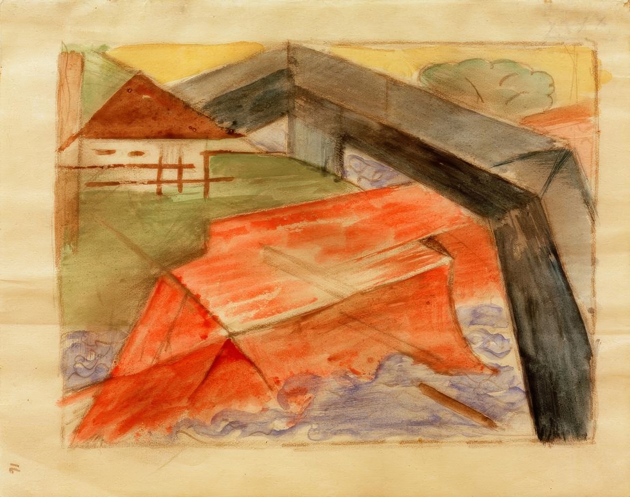 Haus und Brücke tekijältä Franz Marc
