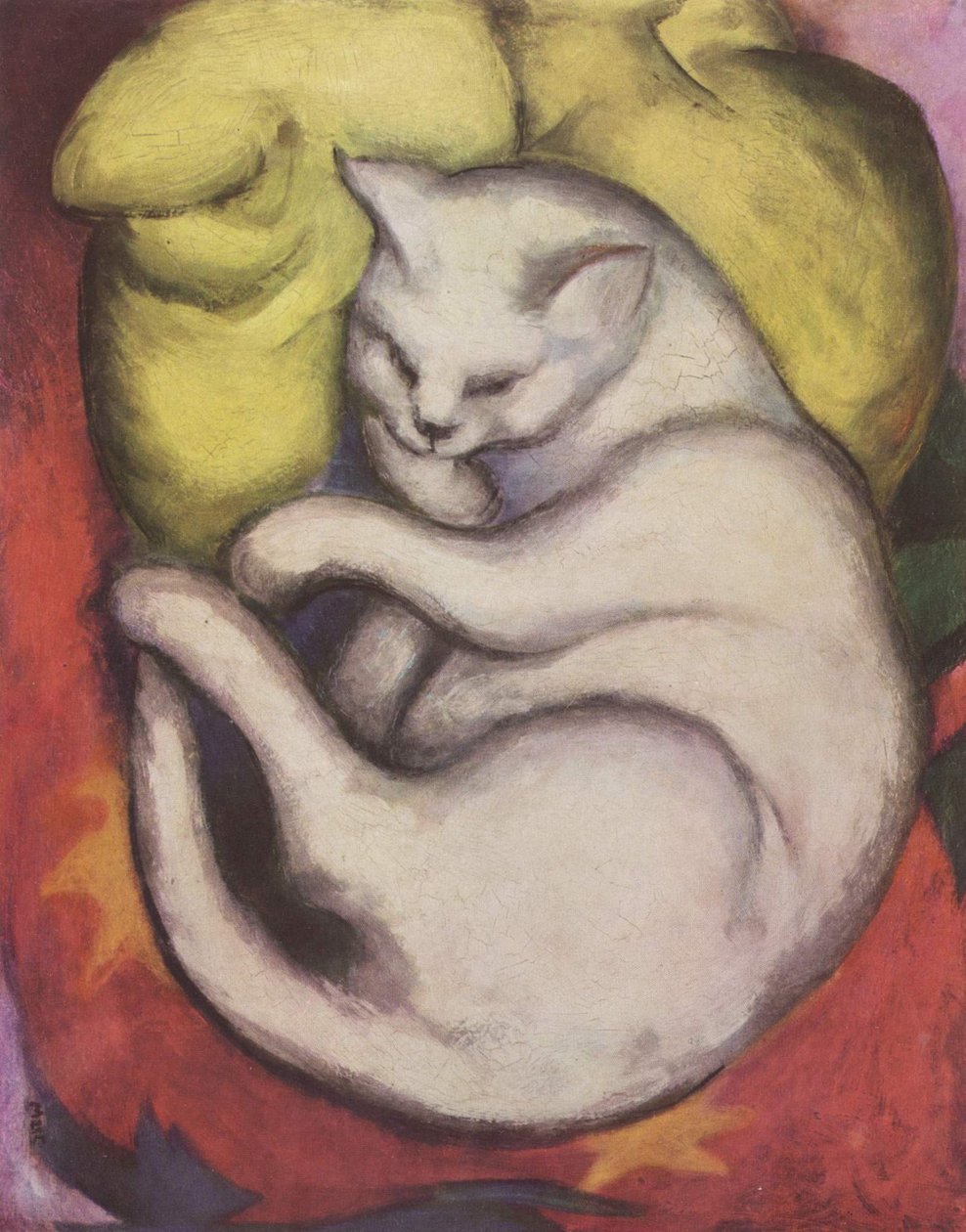 Kater auf gelbem Kissen tekijältä Franz Marc