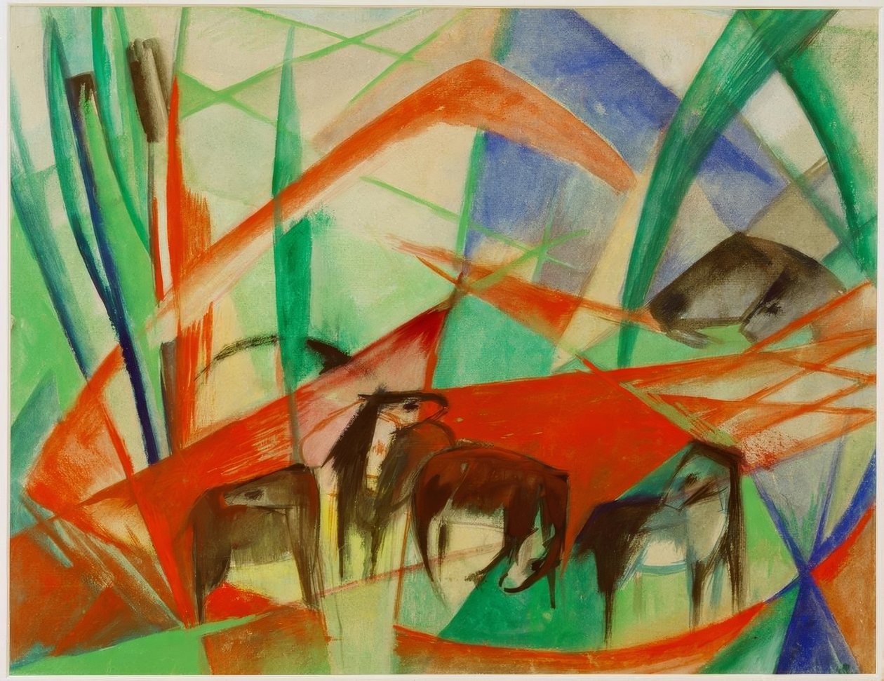Landschaft mit schwarzen Pferden tekijältä Franz Marc