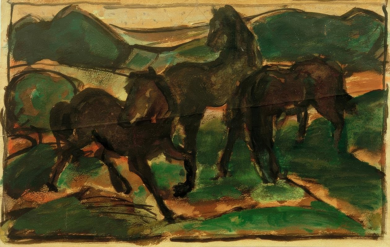 Pferde auf der Weide I tekijältä Franz Marc