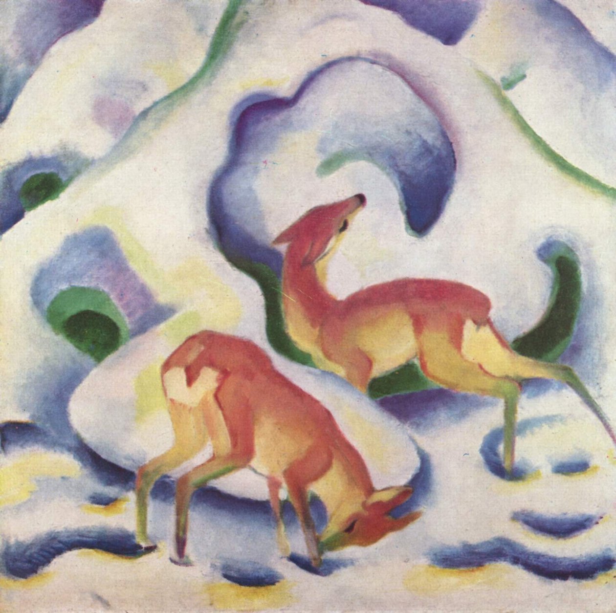 Rehe im Schnee tekijältä Franz Marc