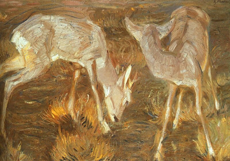Rehe in der Dämmerung tekijältä Franz Marc