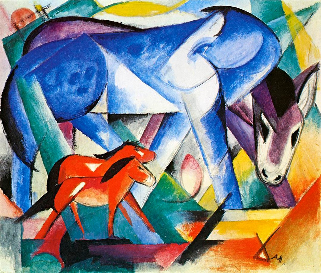 Ensimmäiset eläimet, 1913 (tempera paperille) tekijältä Franz Marc