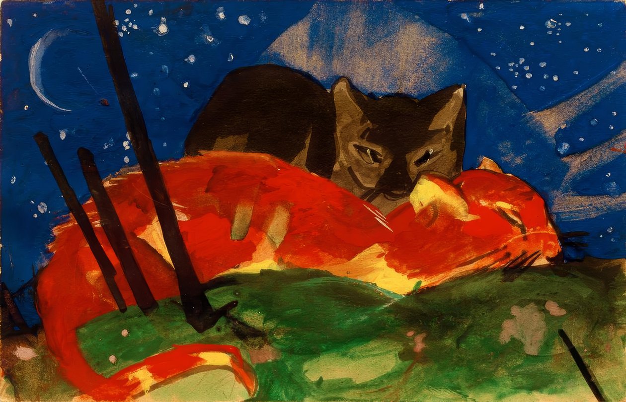 Zwei Katzen tekijältä Franz Marc