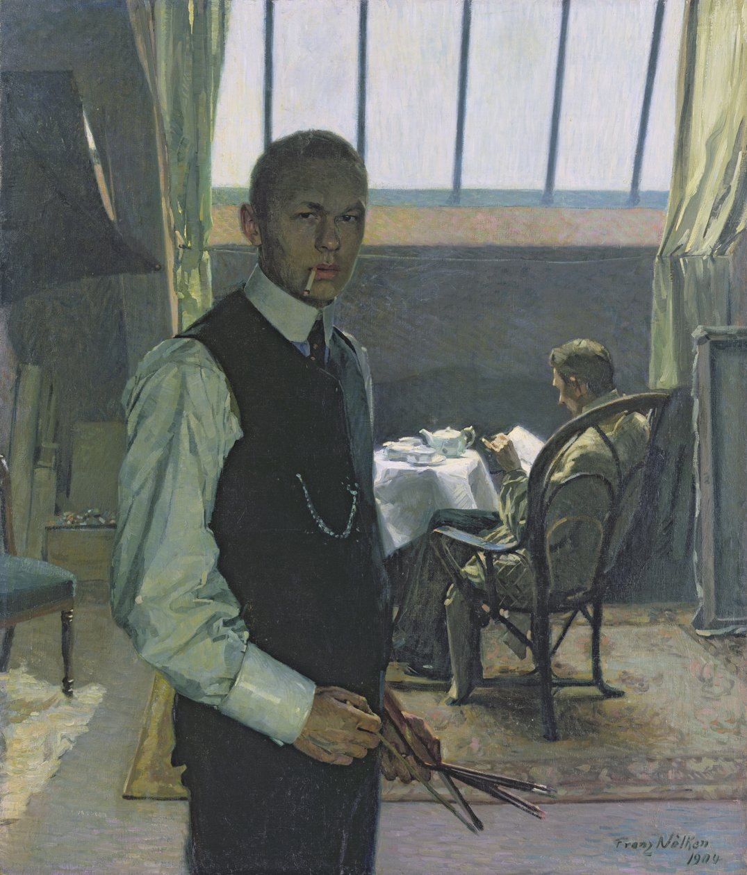 Omakuva studiossa, 1904 tekijältä Franz Nolken