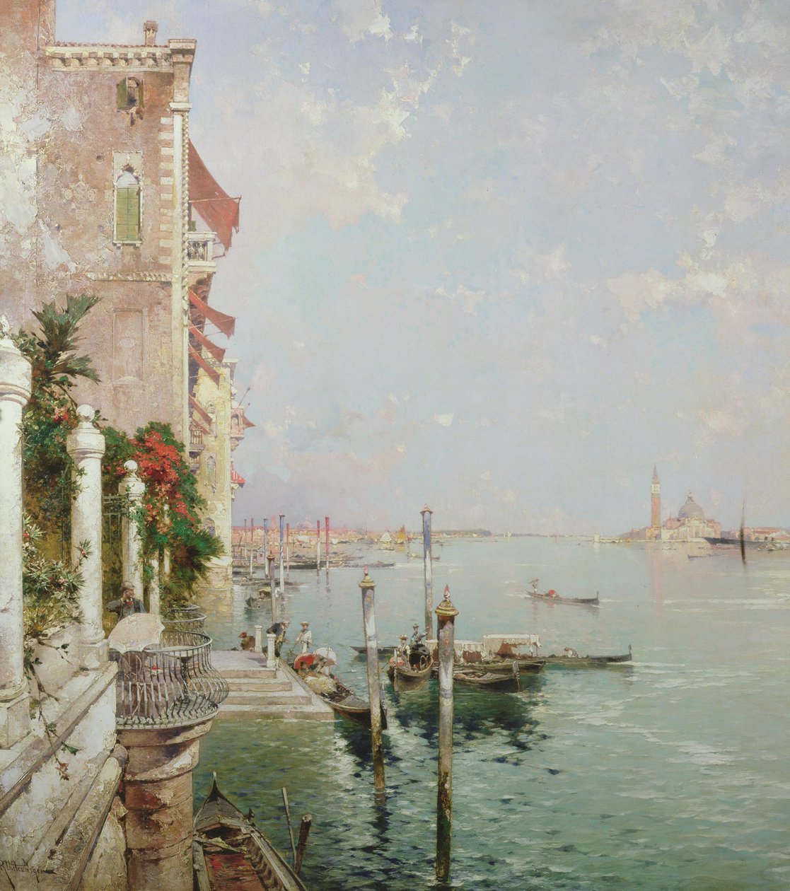 Venetsia: Näkymä Zatteresta ja San Giorgio Maggioresta kaukana tekijältä Franz Richard Unterberger