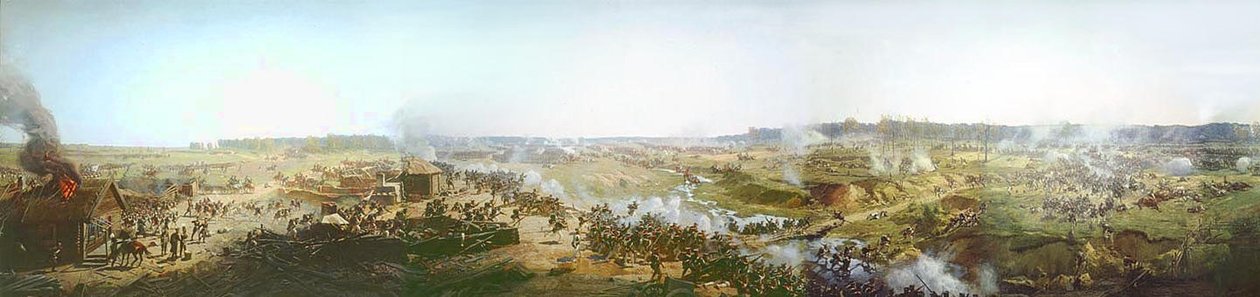 Panoraama Moskovan taistelusta vuonna 1812 tai Borodinon taistelu. tekijältä Franz Roubaud