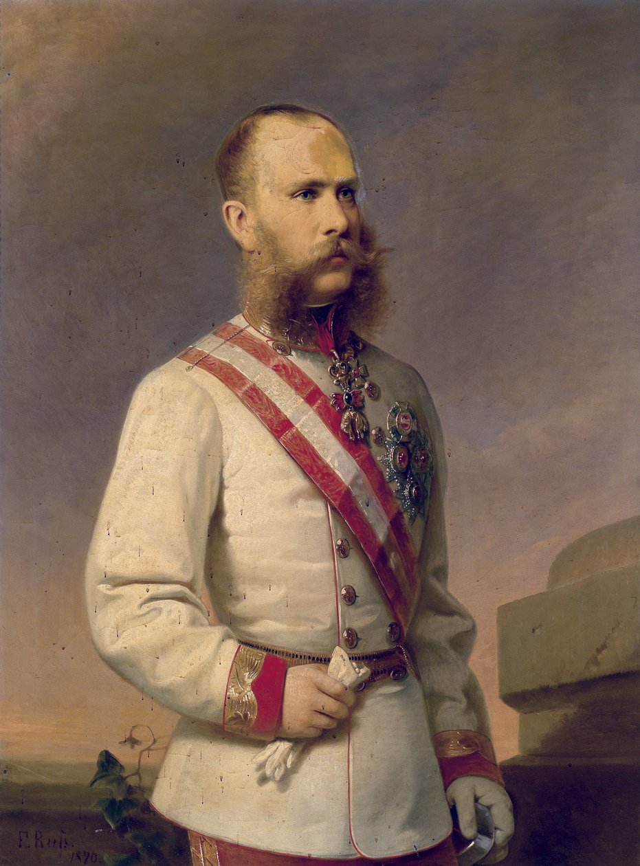 Kaiser Franz Joseph I. von Österreich Uniform mit Ordensschmuckissa tekijältä Franz Russ the Younger