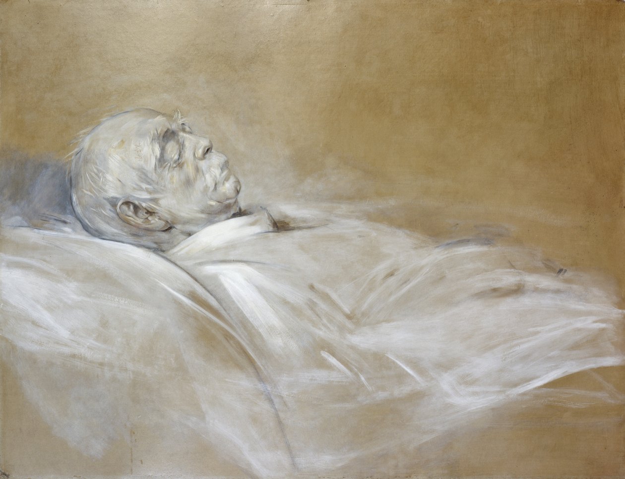 Prinssi Otto von Bismarck kuolinsängyssä, 1898 (liitu paperille) tekijältä Franz Seraph von Lenbach
