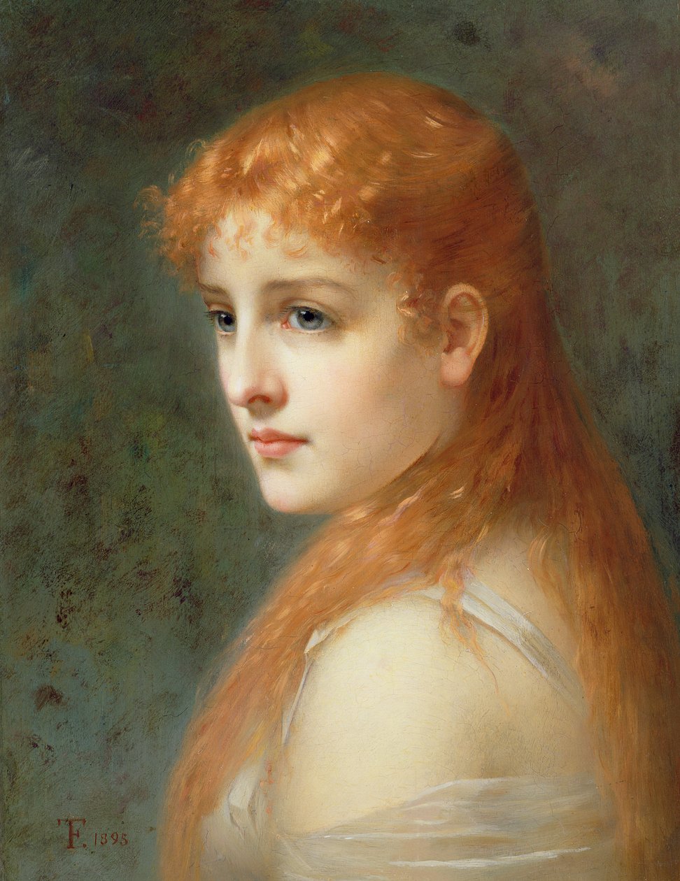 Nuori tyttö, jolla on punaiset hiukset, 1895 tekijältä Franz Thone