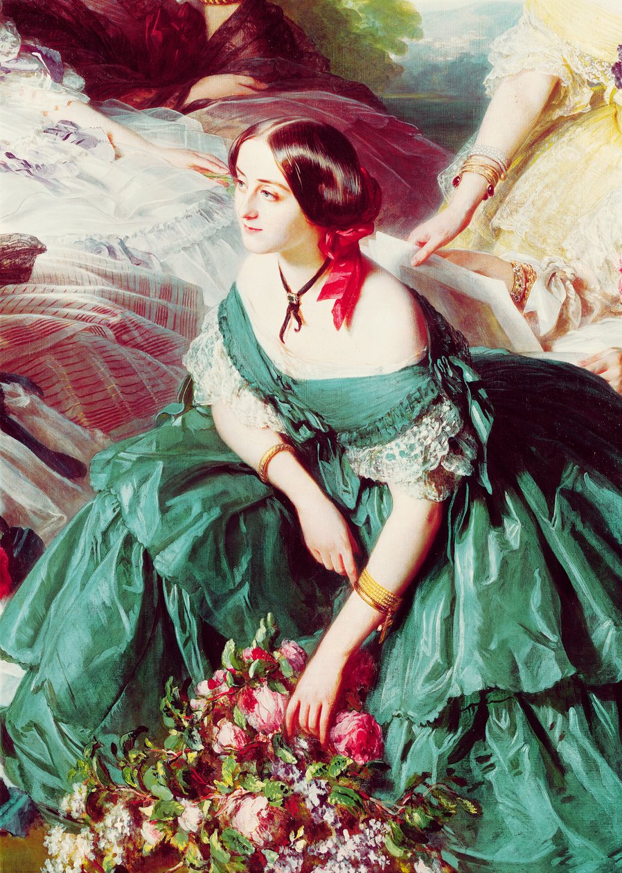 Keisarinna Eugenie ja hänen Ladies in Waiting, yksityiskohta Montebellon markiisista, 1855 tekijältä Franz Xaver Winterhalter