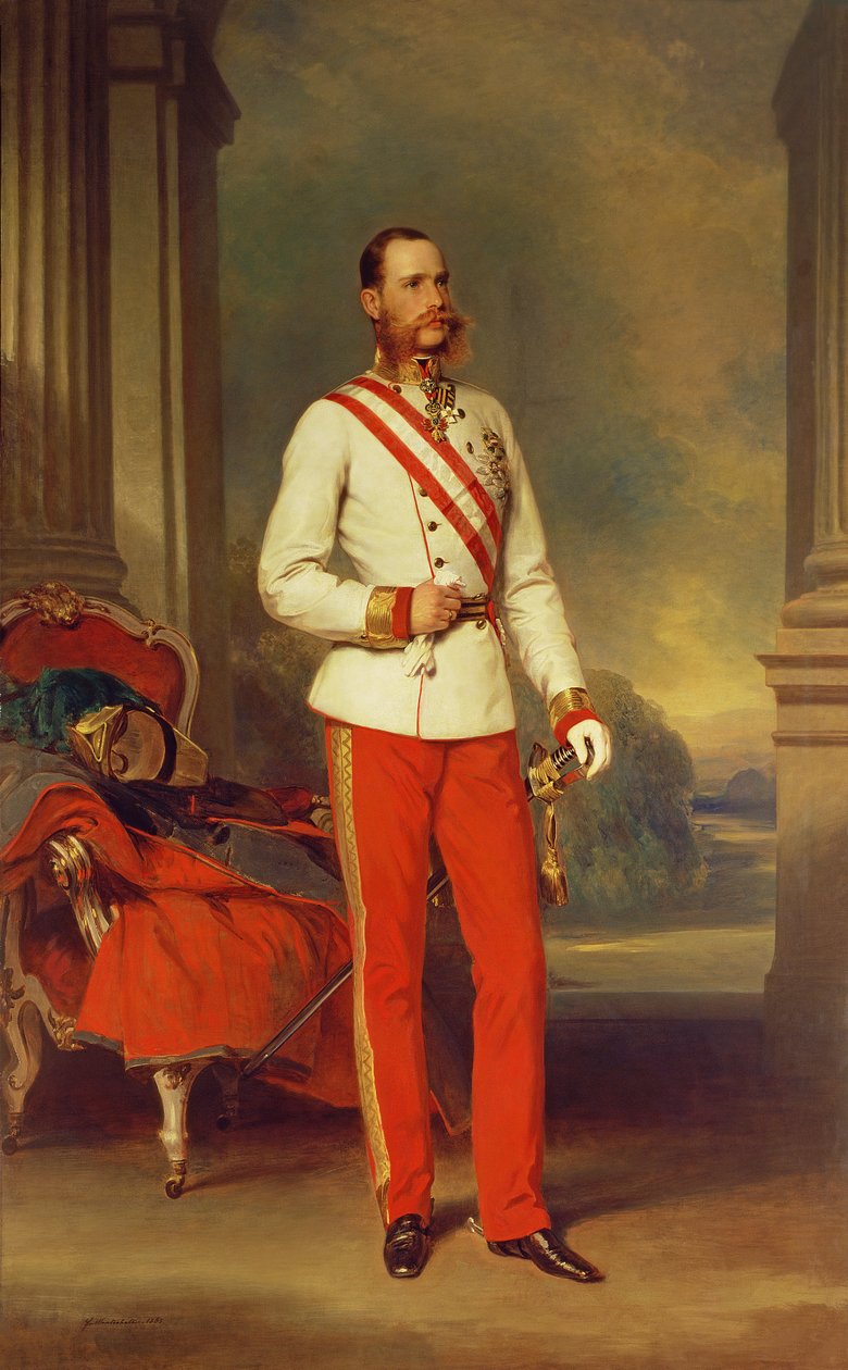 Franz Joseph I, Itävallan keisari (1830-1916), jolla oli yllään itävaltalaisen marsalkan univormu Maria Theresan sotilasritarikunnan suuren tähden kanssa, 1864 tekijältä Franz Xaver Winterhalter