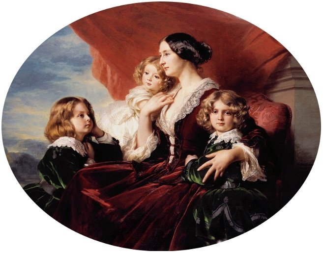 Muotokuva Eliza Krasiskasta lasten kanssa tekijältä Franz Xaver Winterhalter
