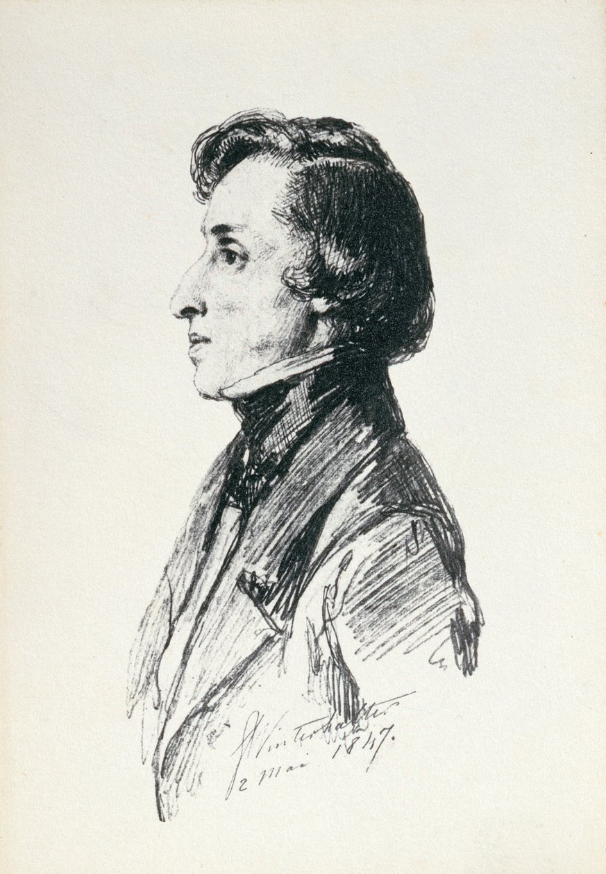 Frederic Chopinin (1810-49) muotokuva 1847 tekijältä Franz Xaver Winterhalter