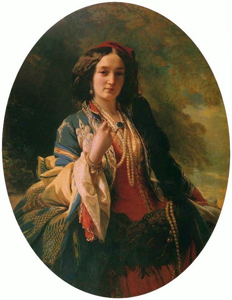 Muotokuva Katarzyna Potocka, syntynyt Branicka itämaisessa puvussa tekijältä Franz Xaver Winterhalter