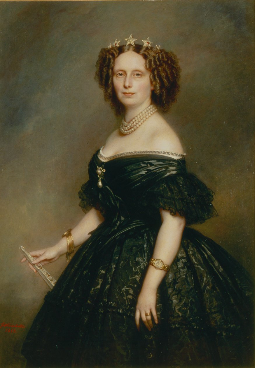 Alankomaiden kuningatar Sophien muotokuva, syntynyt Sophie Württembergistä (1818-1877) tekijältä Franz Xaver Winterhalter