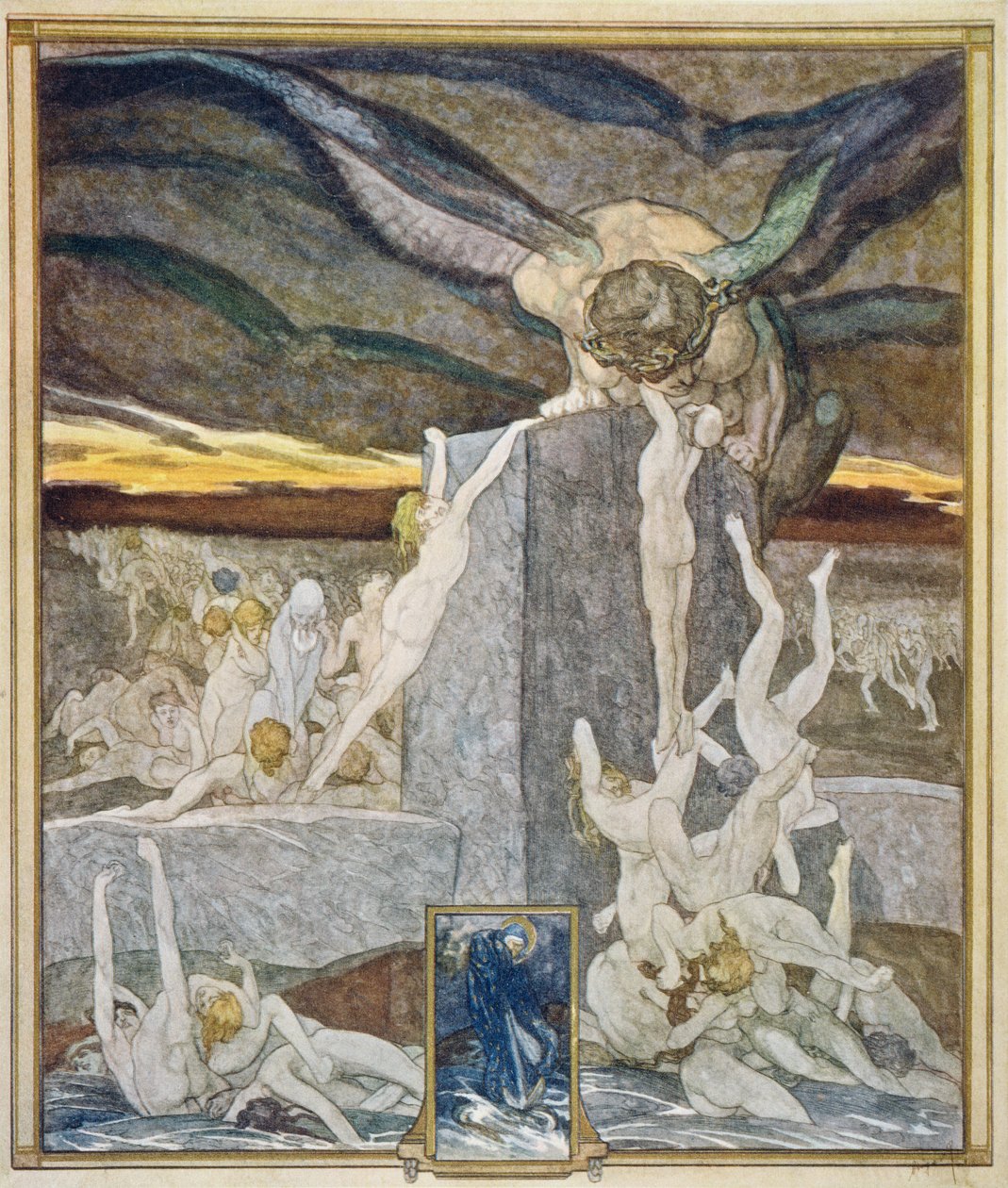 Kuvitus Danten jumalallisesta komediasta, Inferno, Canto XIX, 1921 tekijältä Franz von Bayros