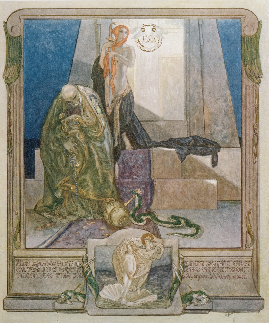 Kuvitus Danten jumalallisesta komediasta, Paradise, Canto IX, 1921 tekijältä Franz von Bayros