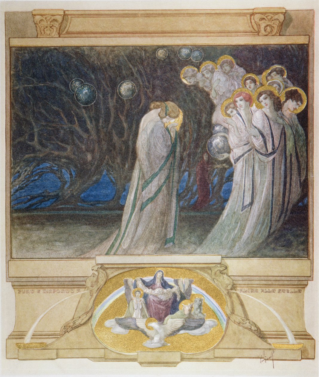 Kuvitus Danten jumalallisesta komediasta, Kiirastule, Canto XXXIII, 1921 tekijältä Franz von Bayros