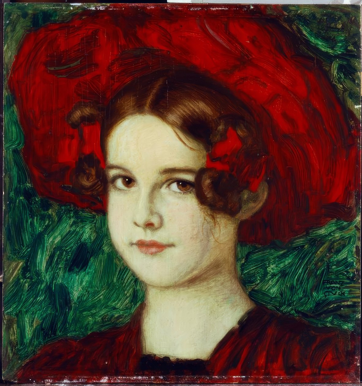 Franz v. Stuck, Mary mit rotem Hut / Gemälde, um 1902 tekijältä Franz von Stuck