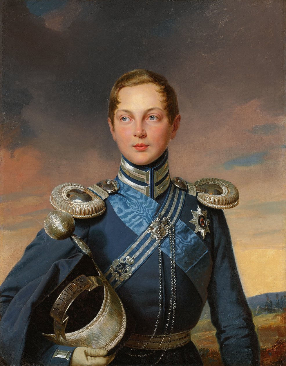 Tsesarevitš Aleksandr Nikolajevitšin muotokuva Atamanskin kasakkarykmentin univormussa (öljy kankaalle) tekijältä Franz (after) Krüger