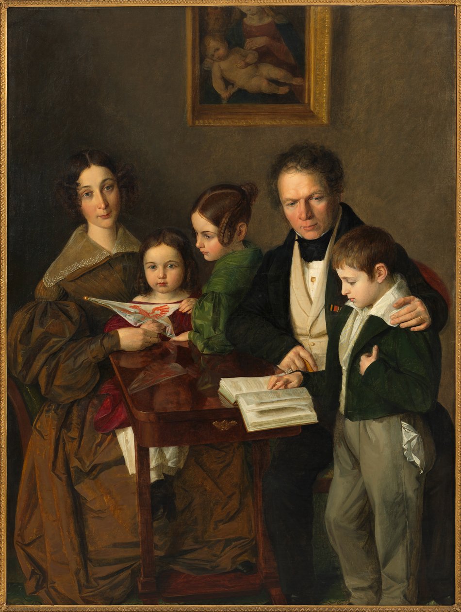 Säveltäjä Johann Baptist Gänsbacher 1778-1844 perheineen, n. 1838. tekijältä Franz Anton Stecher