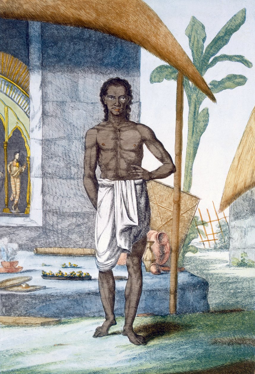 Taidemaalari ja kuvanveistäjä teoksesta "Hinudet, tai niiden tapojen, pukujen ja seremonioiden kuvaus", n. 1808-1812 (värillinen etsaus) tekijältä Franz Balthazar Solvyns
