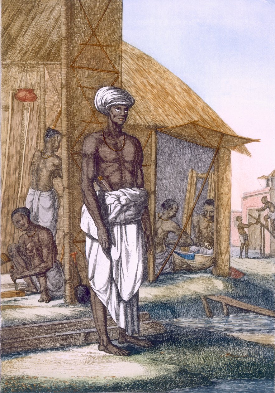 Carpenter, teoksesta "Hindut, tai niiden tapojen, pukujen ja seremonioiden kuvaus", n. 1808-1812 (värillinen etsaus) tekijältä Franz Balthazar Solvyns