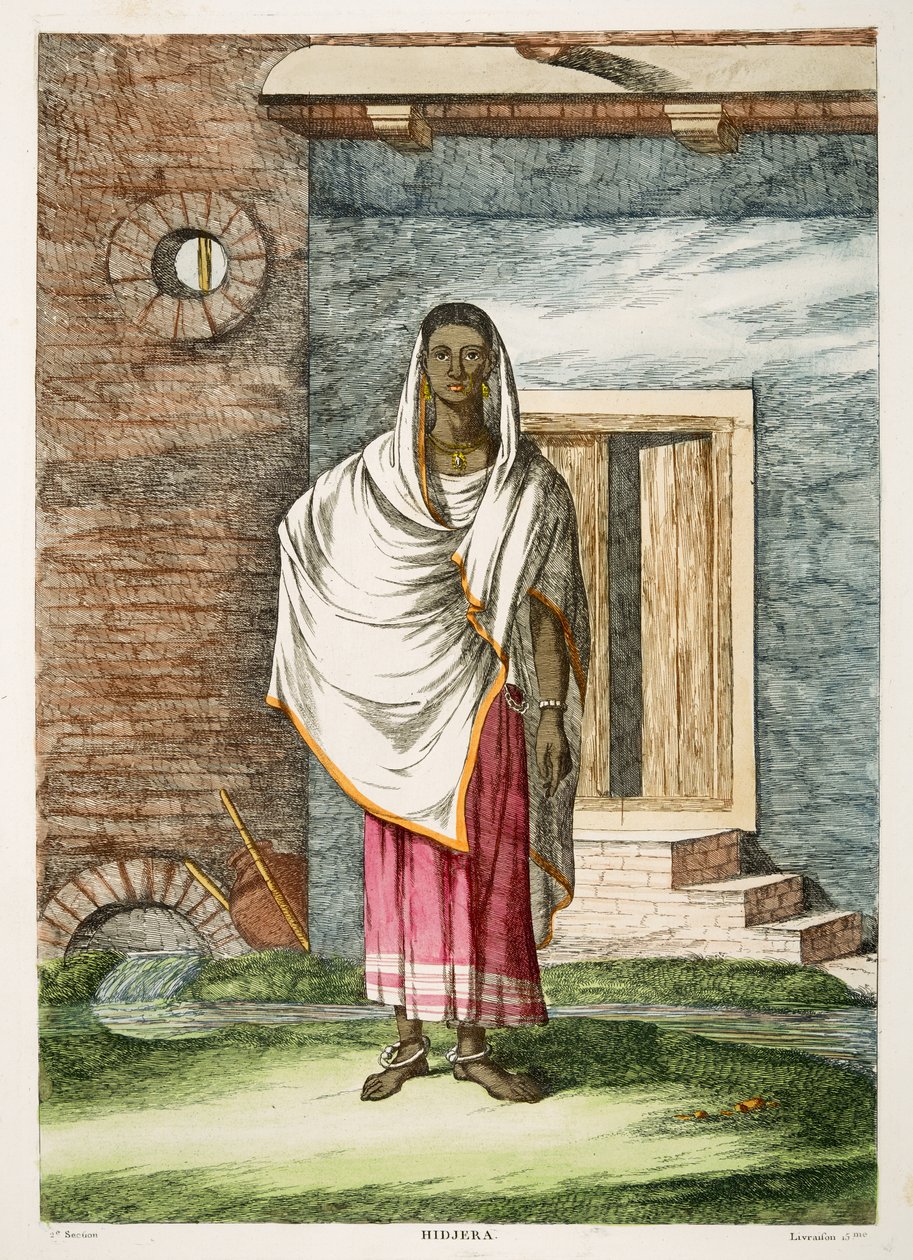 "Hidgra, hermafrodiitti." Hijrassa. § 15, pl. 4, nide 2, Solvyns, B. 