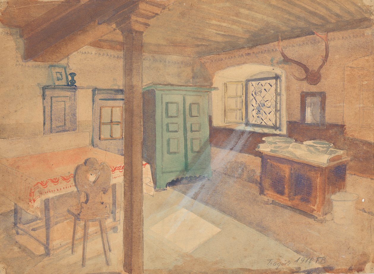Maalaistalohuone Tragößissa tekijältä Franz Barwig d. Ä.