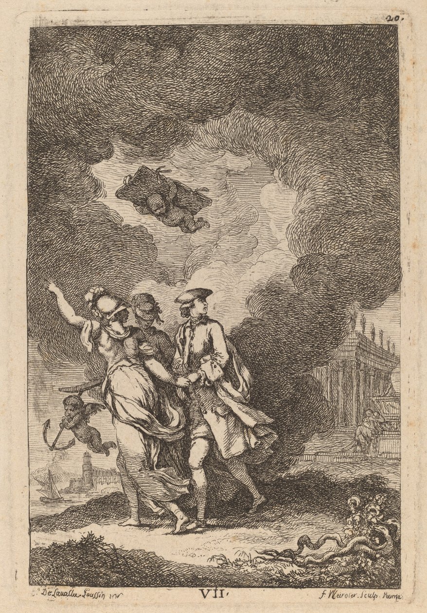 Roomaan tulemisessa: pl. 7 tekijältä Franz Edmund Weirotter after Étienne de Lavallée Poussin