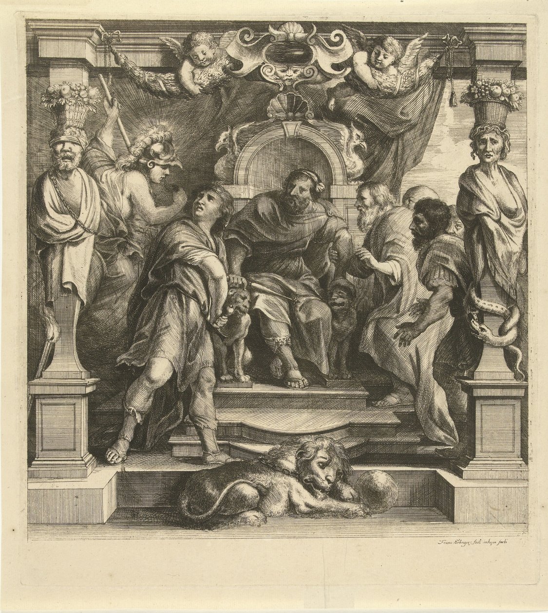Akhilleuksen kierto Agamemnonin kanssa Historia of Achilles (sarjan nimi) tekijältä Franz Ertinger