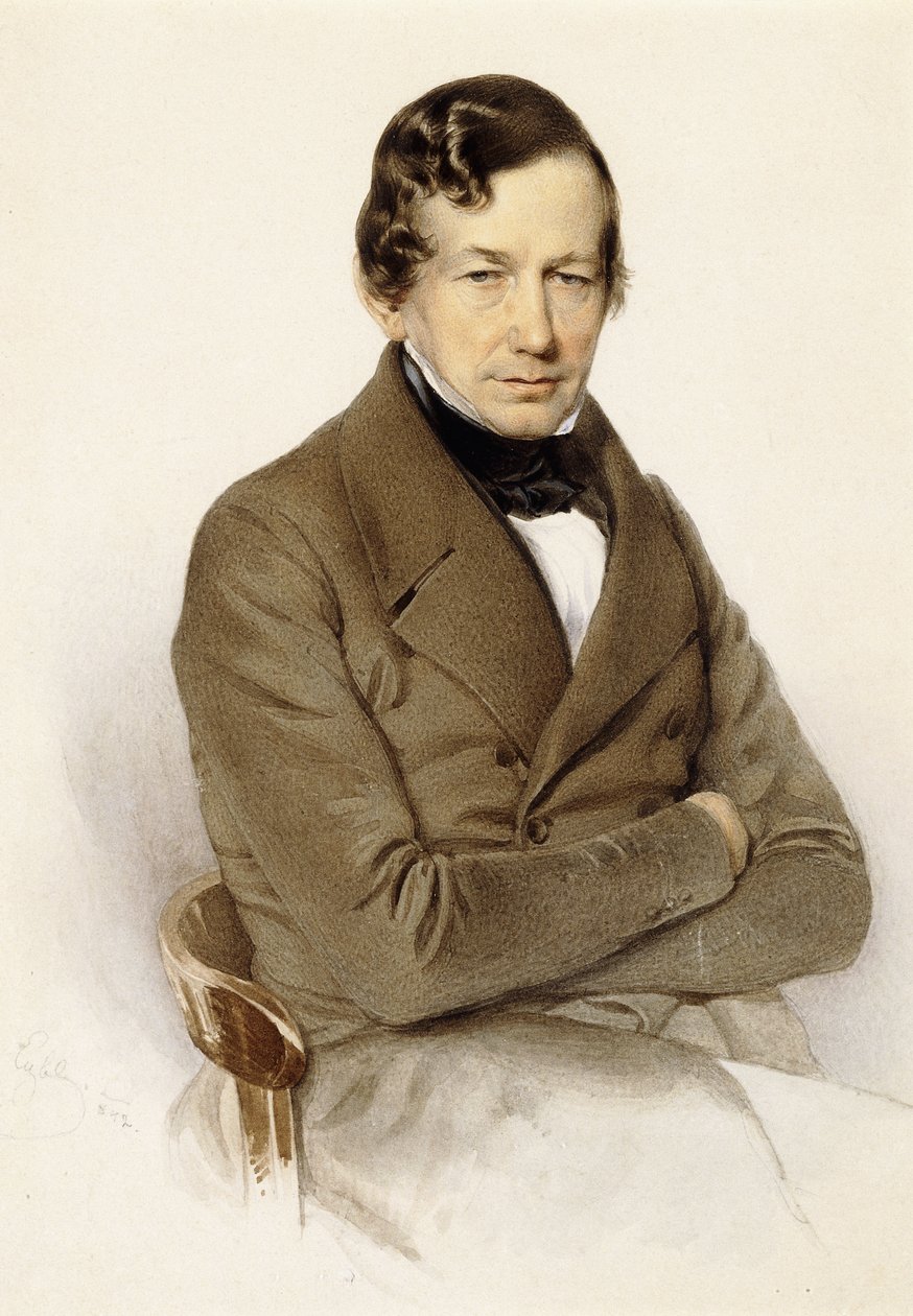 Anton Diabellin muotokuva, puolipitkä istuva, 1842 tekijältä Franz Eybl