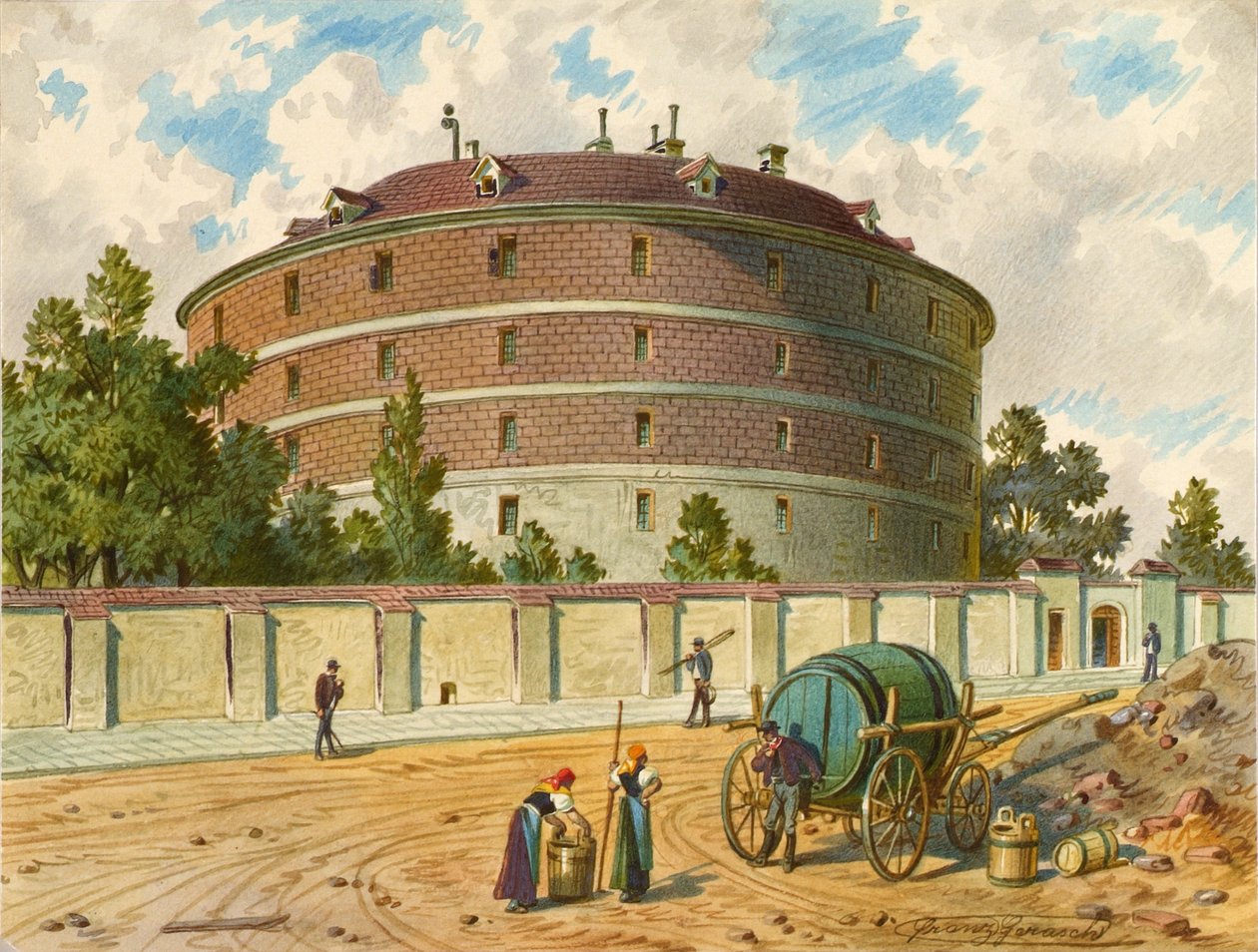 Vanha hullutalo Wienissä (Narrenturm), nimeltään "Kaiser Joseph Gugelhupf". tekijältä Franz Gerasch