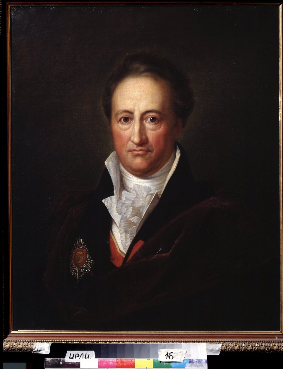 Kirjailija Johann Wolfgang von Goethen (1749-1832) muotokuva (J. W. von Goethen muotokuva). Gerhard von Kugelgenin (1772-1820) maalaus öljy kankaalle tekijältä Franz Gerhard von Kugelgen