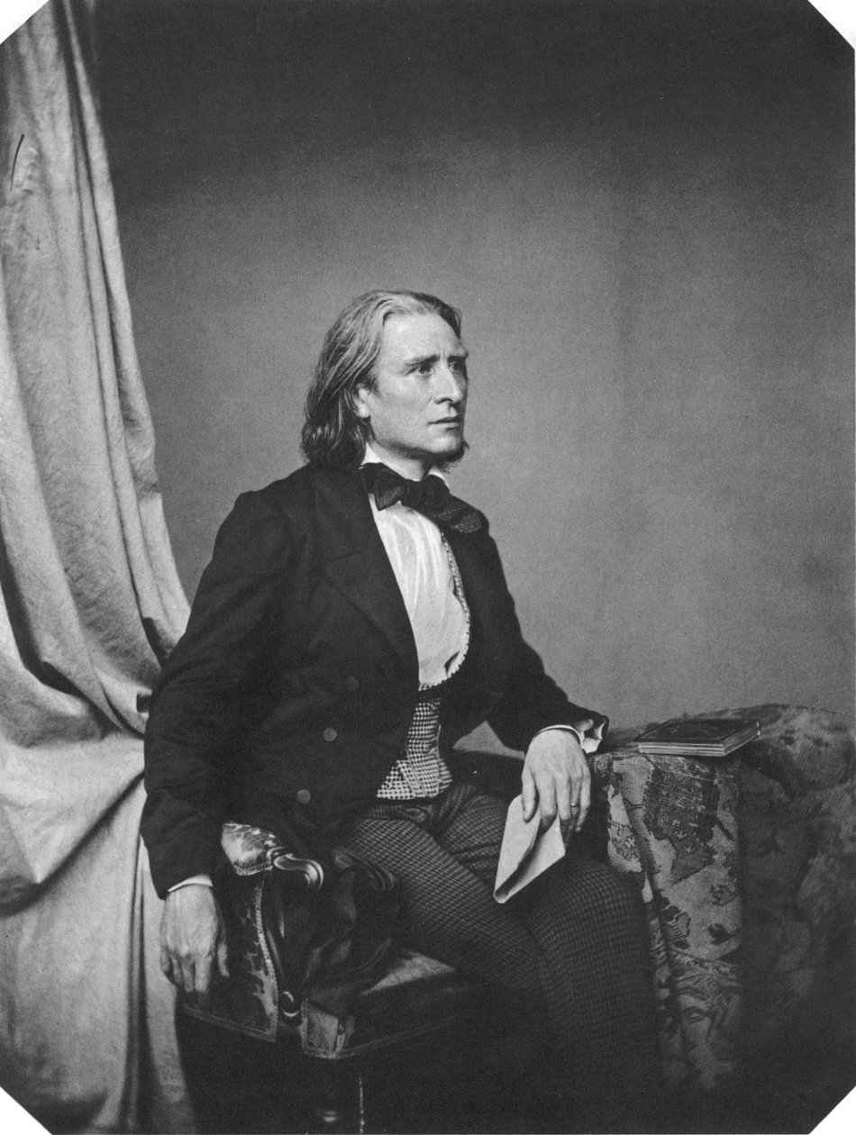 Franz Liszt, unkarilainen säveltäjä ja pianisti, v. 1860 tekijältä Franz Hanfstaengl